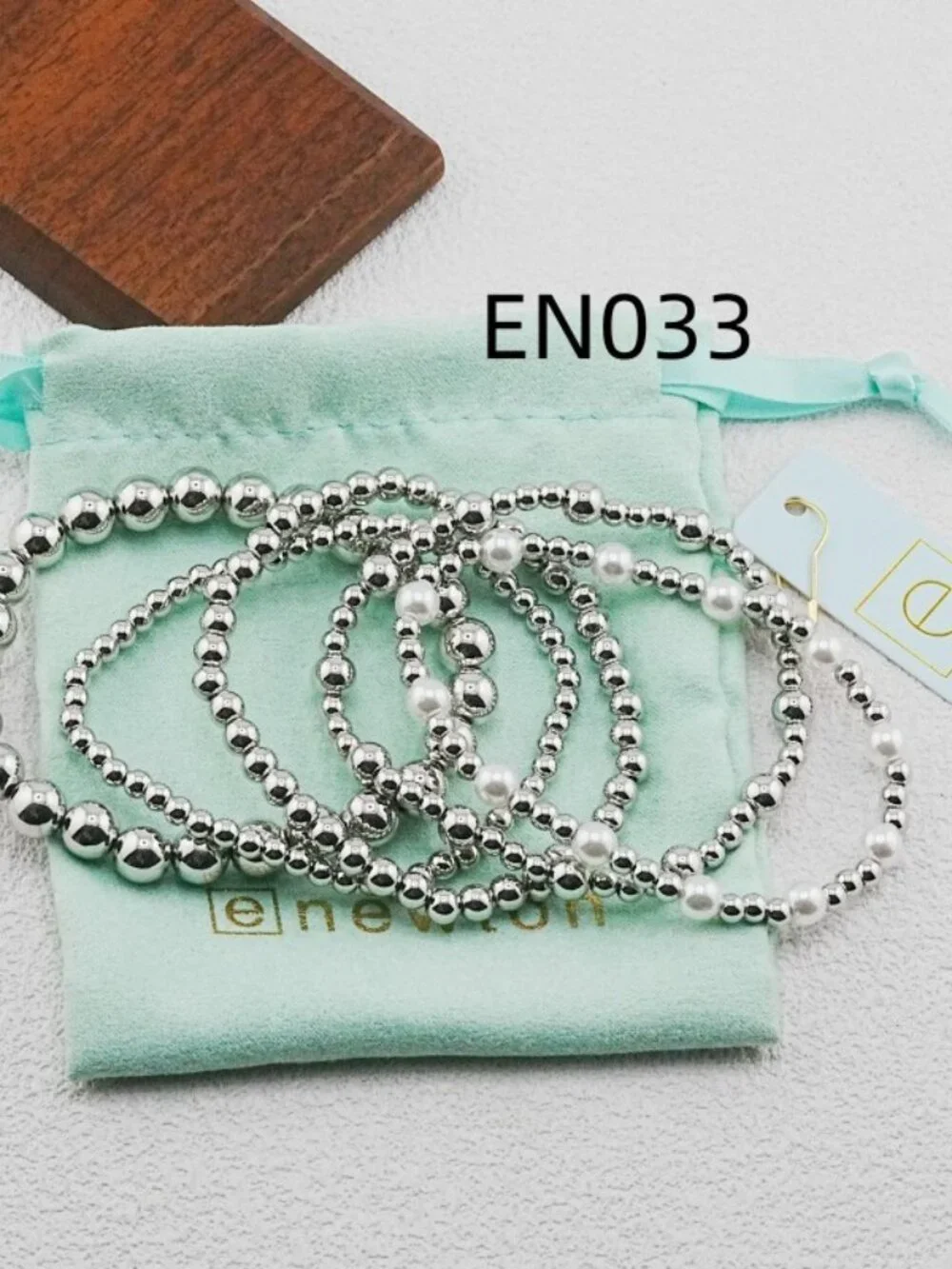 Enewton Platinum Bead & Pearl Five-Piece Bracelet Set